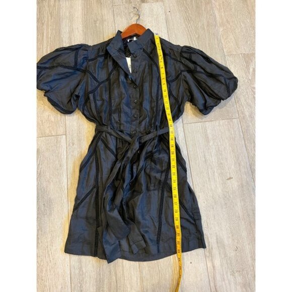 NWOT FRAME black inset Lace Puff Sleeve Minidress size S - Picture 10 of 12